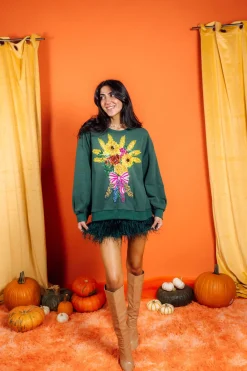 Dark Green Fall Bouquet Sweatshirt
