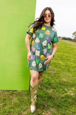Dark Green Lucky Charm Icon Tee Dress