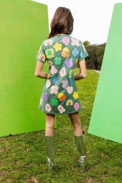 Dark Green Lucky Charm Icon Tee Dress