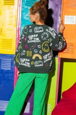 Dark Green Queen Of The Classroom Sweatshirt