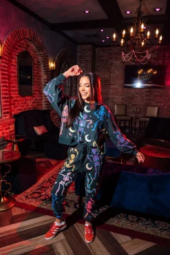 Dark Green Rainbow Dancing Skeleton Jogger