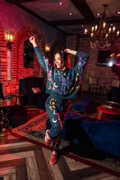 Dark Green Rainbow Dancing Skeleton Jogger