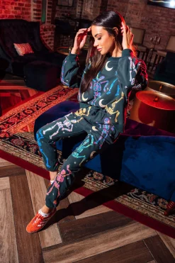 Dark Green Rainbow Dancing Skeleton Jogger