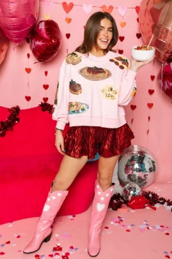 Dark Red Wavy Swing Shorts