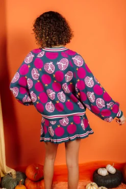 Dark Teal Pomegranate Cardigan
