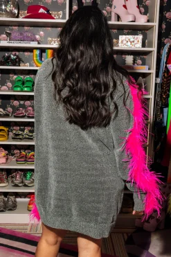 Diagonal Feather Sweater Dress