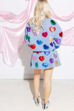 Dusty Blue Rainbow Foil Heart Skort