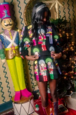 Girly Nutcrackers Black Poof Sleeve Sweatshirt