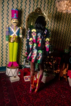 Girly Nutcrackers Pleat Black Skort