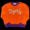 Glitter Script Orange w/ Purple "Tigers" Long Sleeve Sweater