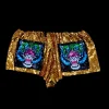Gold Rainbow Tiger Sequin Shorts