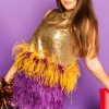 Gold Sequin Purple/Gold Feather Tank