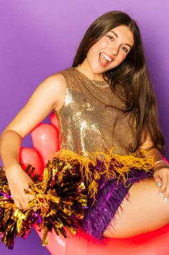 Gold Sequin Purple/Gold Feather Tank