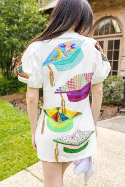 Graduation Hat Poof Sleeve Dress