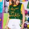 Green & Yellow Down Set Sparkle Sweater Vest