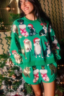 Green Christmas Puppies Sweatshirt