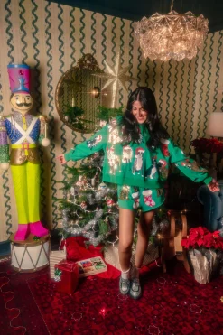 Green Christmas Puppies Shorts