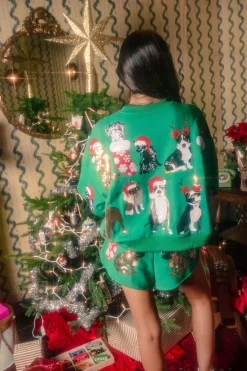 Green Christmas Puppies Shorts