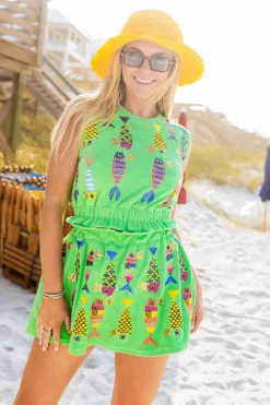 Green Crowned Fish Skort