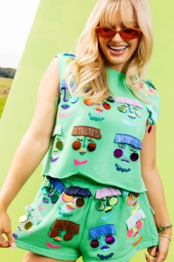 Green Fringe Face Short