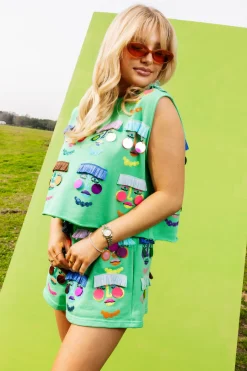 Green Fringe Face Short