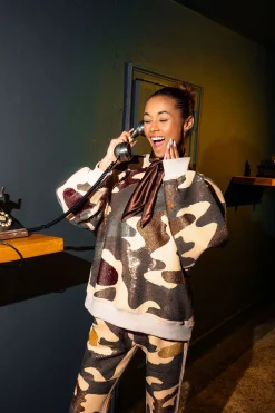 Green Full Sequin Camo Joggers