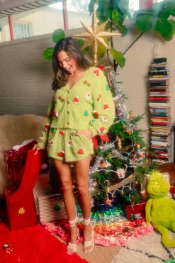 Green Fuzzy Knit Christmas Icon Short
