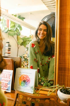 Green Fuzzy Knit Christmas Icon Cardigan