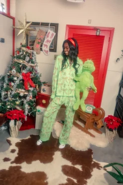 Green Gingerbread Men & Bows Pajama Pant