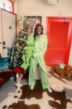 Green Gingerbread Men & Bows Pajama Pant