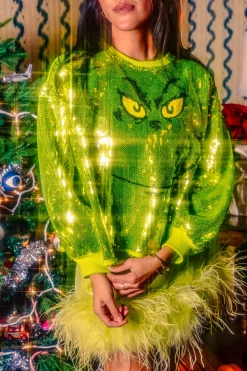 Green Grinch Full Sequin Sweatshirt