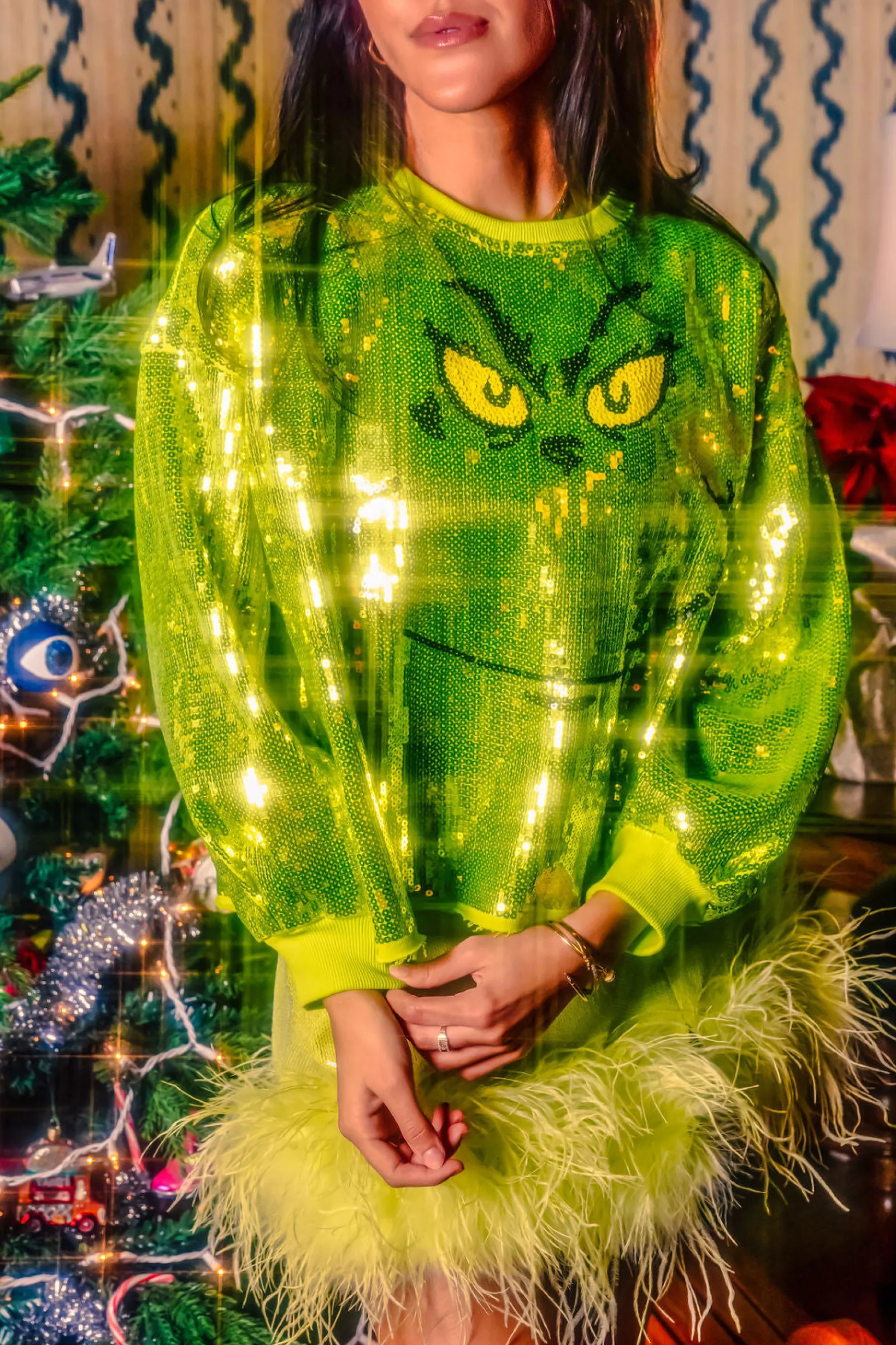 Green Grinch Full Sequin Sweatshirt