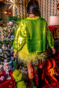 Green Grinch Full Sequin Sweatshirt