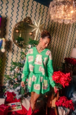 Green Letters to Santa Collar Sweatshirt