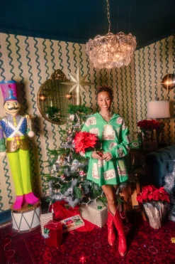 Green Letters to Santa Collar Sweatshirt