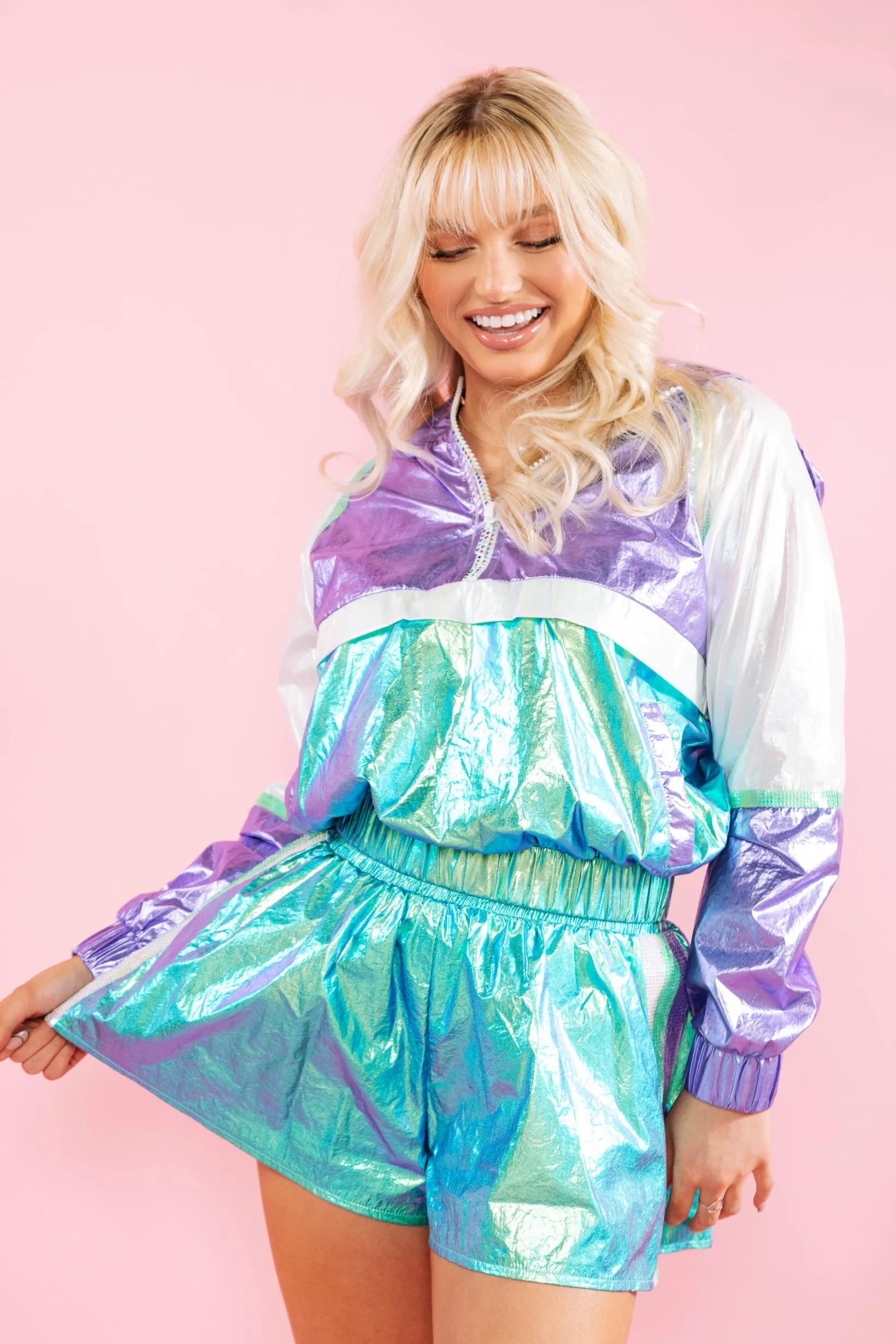 Green Metallic Active Shorts