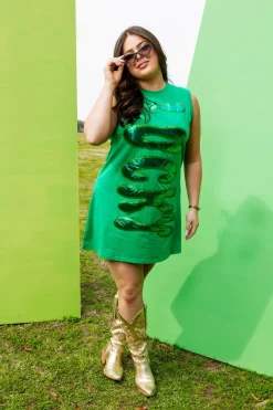 Green Metallic 'Lucky' Tank Dress