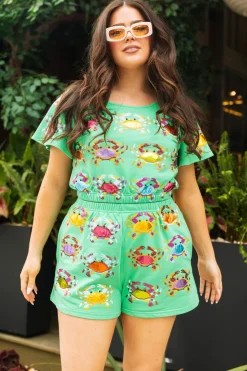 Green Multi Crab Top