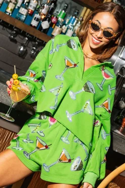 Green Multi Martini Glass Short