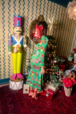 Green Multi Ornament Knit Maxi Dress