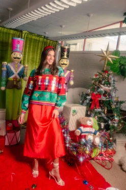 Green Multi Vintage Nutcracker & Needlepoint Snowflake Sweatshirt