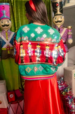 Green Multi Vintage Nutcracker & Needlepoint Snowflake Sweatshirt