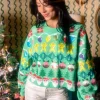 Green Needlepoint Christmas Icons Sweatshirt