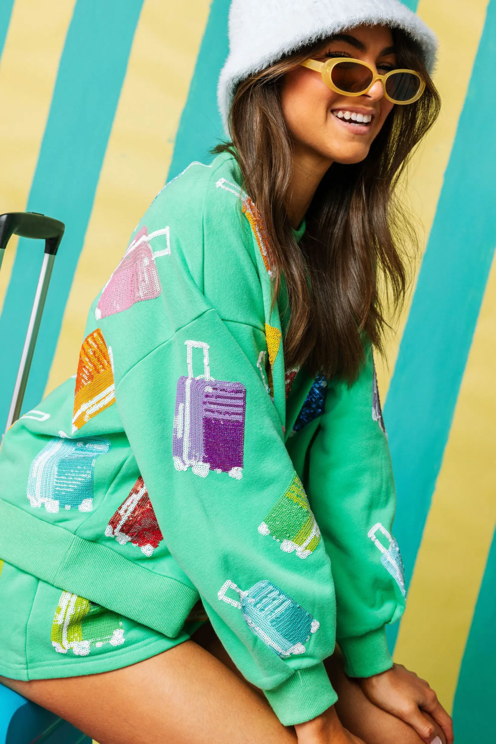 Green Scattered Suitcase Sweatshirt