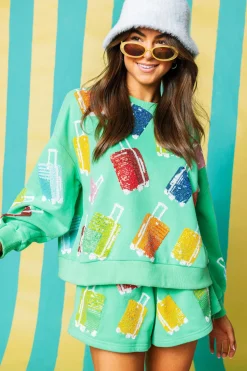 Green Scattered Suitcase Sweatshirt