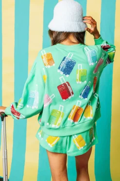 Green Scattered Suitcase Sweatshirt