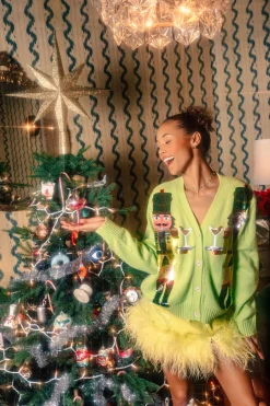 Green Sequin Feather Bottom Skort