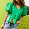 Green Shamrock Peplum Top