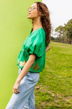Green Shamrock Peplum Top
