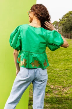 Green Shamrock Peplum Top